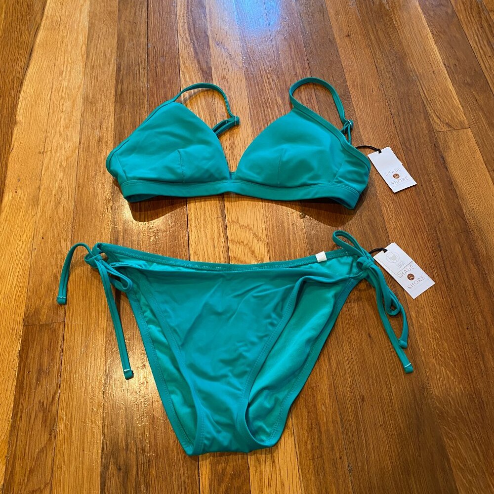 Green String Bikini Low Rise High Leg Cheeky Set Size L NWT (12-14)